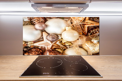 Pannello paraschizzi cucina con stampa a tema palline di Natale