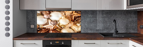 Pannello paraschizzi cucina con stampa a tema palline di Natale