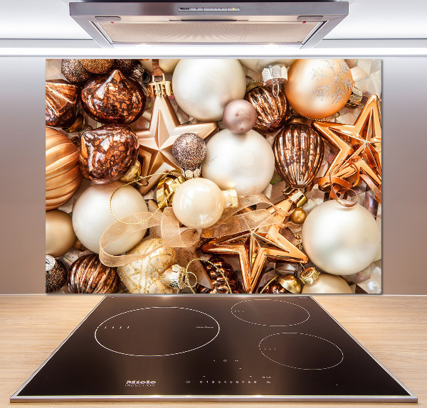 Pannello paraschizzi cucina con stampa a tema palline di Natale