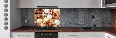 Pannello paraschizzi cucina con stampa a tema palline di Natale