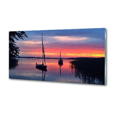 Pannello retrocucina con stampa raffigurante barche a vela al tramonto