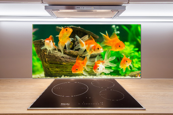 Rivestimento parete cucina con motivo a pesce rosso