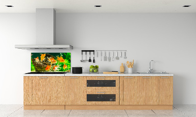 Rivestimento parete cucina con motivo a pesce rosso