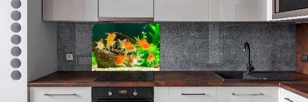 Rivestimento parete cucina con motivo a pesce rosso