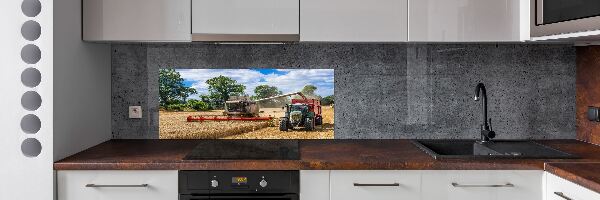 Pannello retrocucina con stampa raffigurante mietitrice e trattore