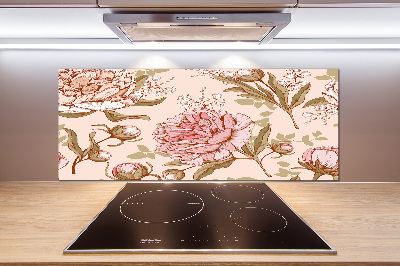 Rivestimento parete cucina con motivo peonie