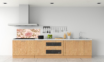 Rivestimento parete cucina con motivo peonie