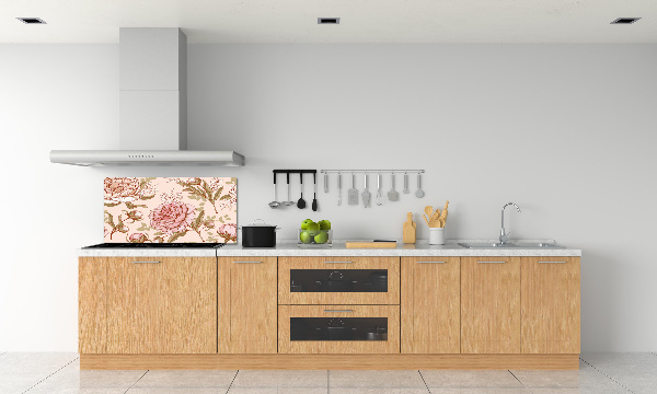 Rivestimento parete cucina con motivo peonie