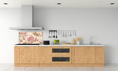 Rivestimento parete cucina con motivo peonie