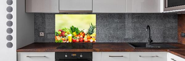 Rivestimento parete cucina con motivo di verdura e frutta