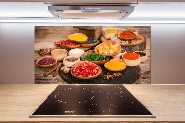 Pannello retrocucina con motivo di spezie ed erbe aromatiche