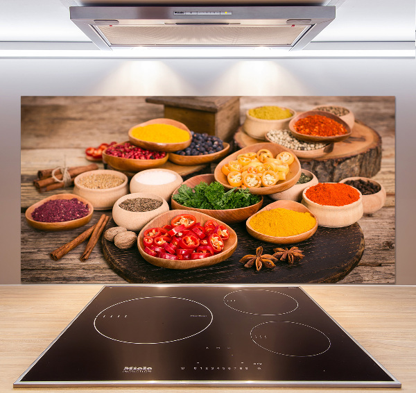 Pannello retrocucina con motivo di spezie ed erbe aromatiche