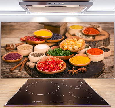 Pannello retrocucina con motivo di spezie ed erbe aromatiche