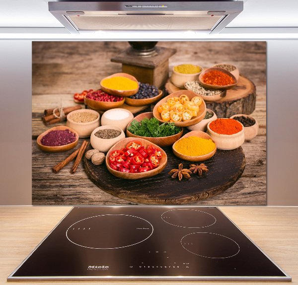 Pannello retrocucina con motivo di spezie ed erbe aromatiche