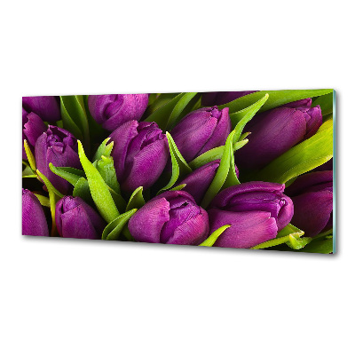 Rivestimento parete cucina con motivo di tulipani viola