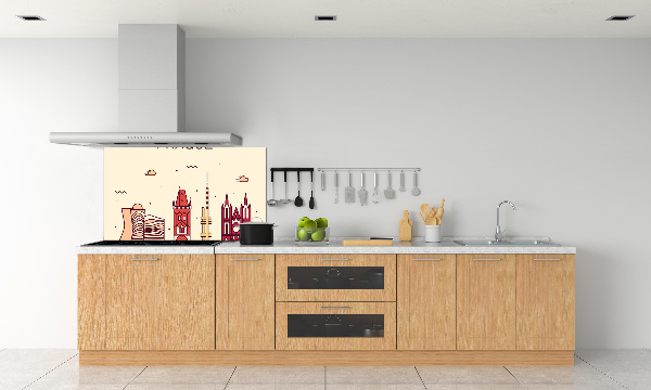 Pannello paraschizzi cucina con stampa raffigurante gli edifici di Praga