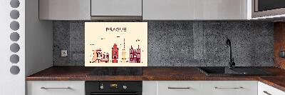 Pannello paraschizzi cucina con stampa raffigurante gli edifici di Praga