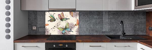 Pannello paraschizzi cucina con motivo a farfalle e fiori