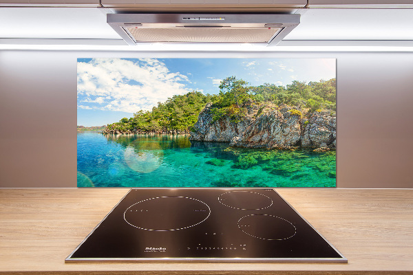 Pannello paraschizzi cucina con finitura Laguna Blu