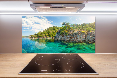 Pannello paraschizzi cucina con finitura Laguna Blu