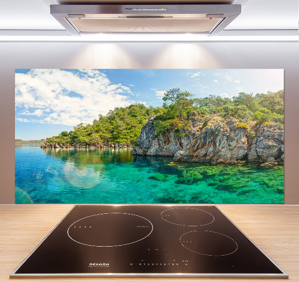 Pannello paraschizzi cucina con finitura Laguna Blu