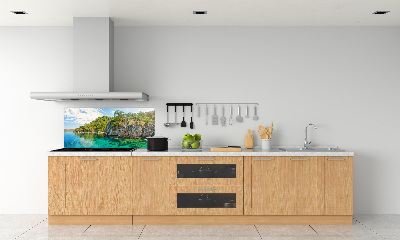 Pannello paraschizzi cucina con finitura Laguna Blu