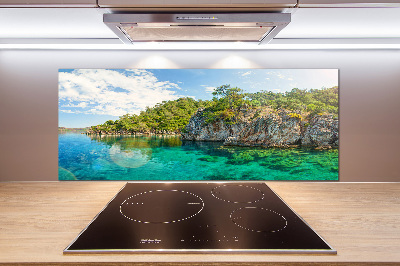 Pannello paraschizzi cucina con finitura Laguna Blu