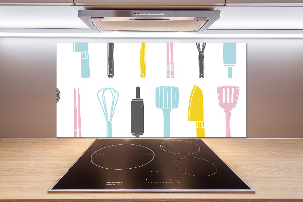 Pannello retrocucina con stampa di utensili da cucina