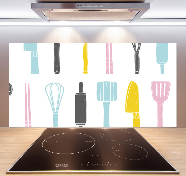 Pannello retrocucina con stampa di utensili da cucina