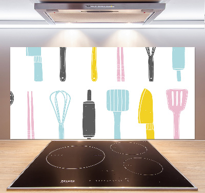 Pannello retrocucina con stampa di utensili da cucina
