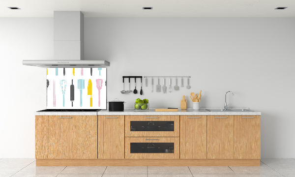Pannello retrocucina con stampa di utensili da cucina