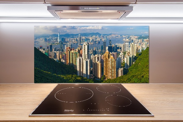 Rivestimento parete cucina con panorama di Hong Kong
