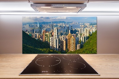 Rivestimento parete cucina con panorama di Hong Kong