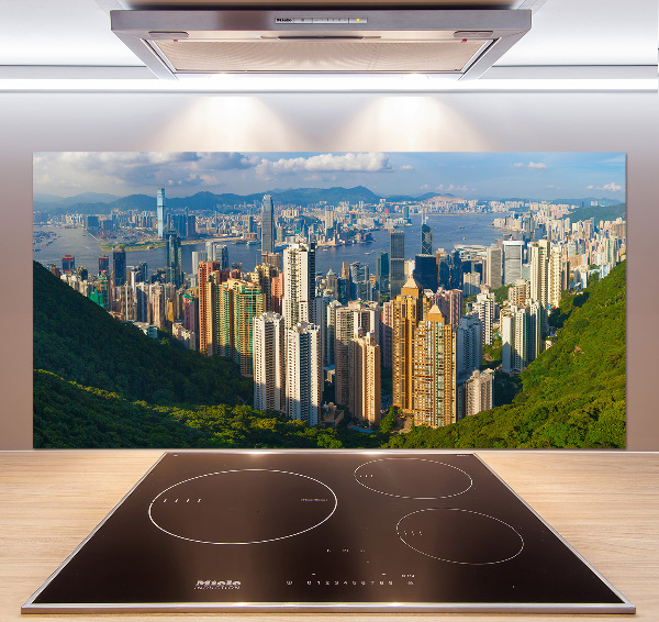 Rivestimento parete cucina con panorama di Hong Kong