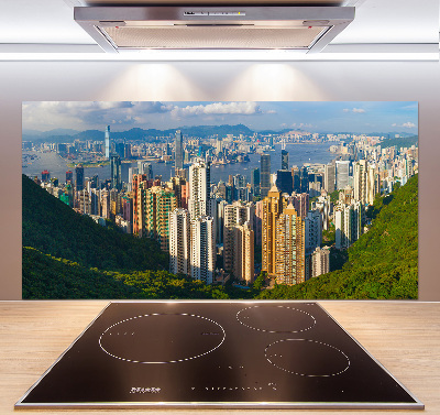 Rivestimento parete cucina con panorama di Hong Kong