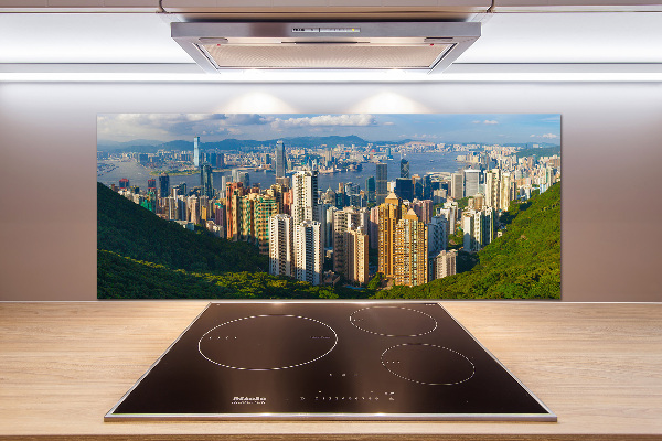 Rivestimento parete cucina con panorama di Hong Kong