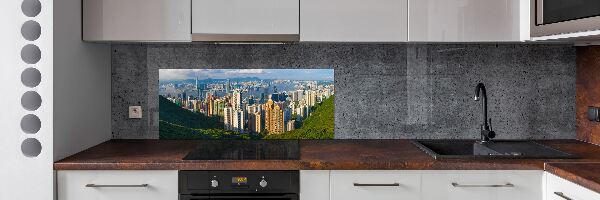 Rivestimento parete cucina con panorama di Hong Kong