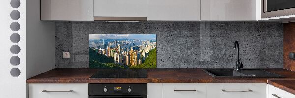 Rivestimento parete cucina con panorama di Hong Kong