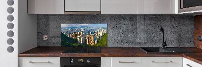 Rivestimento parete cucina con panorama di Hong Kong