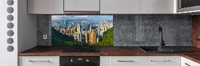 Rivestimento parete cucina con panorama di Hong Kong