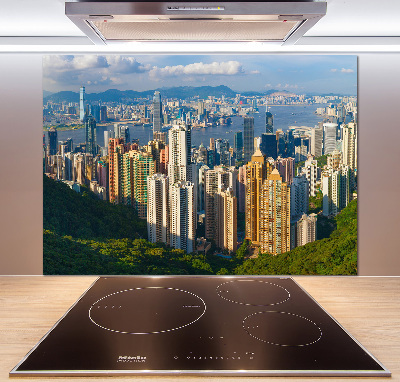 Rivestimento parete cucina con panorama di Hong Kong