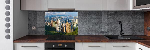 Rivestimento parete cucina con panorama di Hong Kong