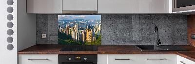 Rivestimento parete cucina con panorama di Hong Kong