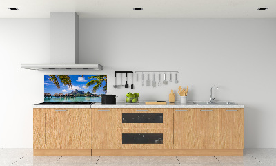 Rivestimento parete cucina con motivo di palme ispirato a Bora Bora