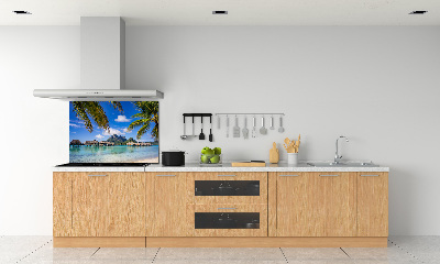 Rivestimento parete cucina con motivo di palme ispirato a Bora Bora