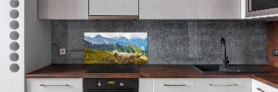 Pannello paraschizzi cucina con stampa di pecore nelle Alpi