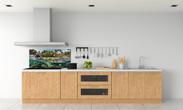 Rivestimento parete cucina con motivo spiaggia tropicale