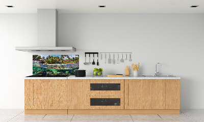 Rivestimento parete cucina con motivo spiaggia tropicale