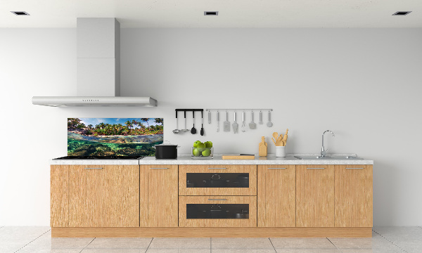 Rivestimento parete cucina con motivo spiaggia tropicale