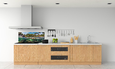 Rivestimento parete cucina con motivo spiaggia tropicale